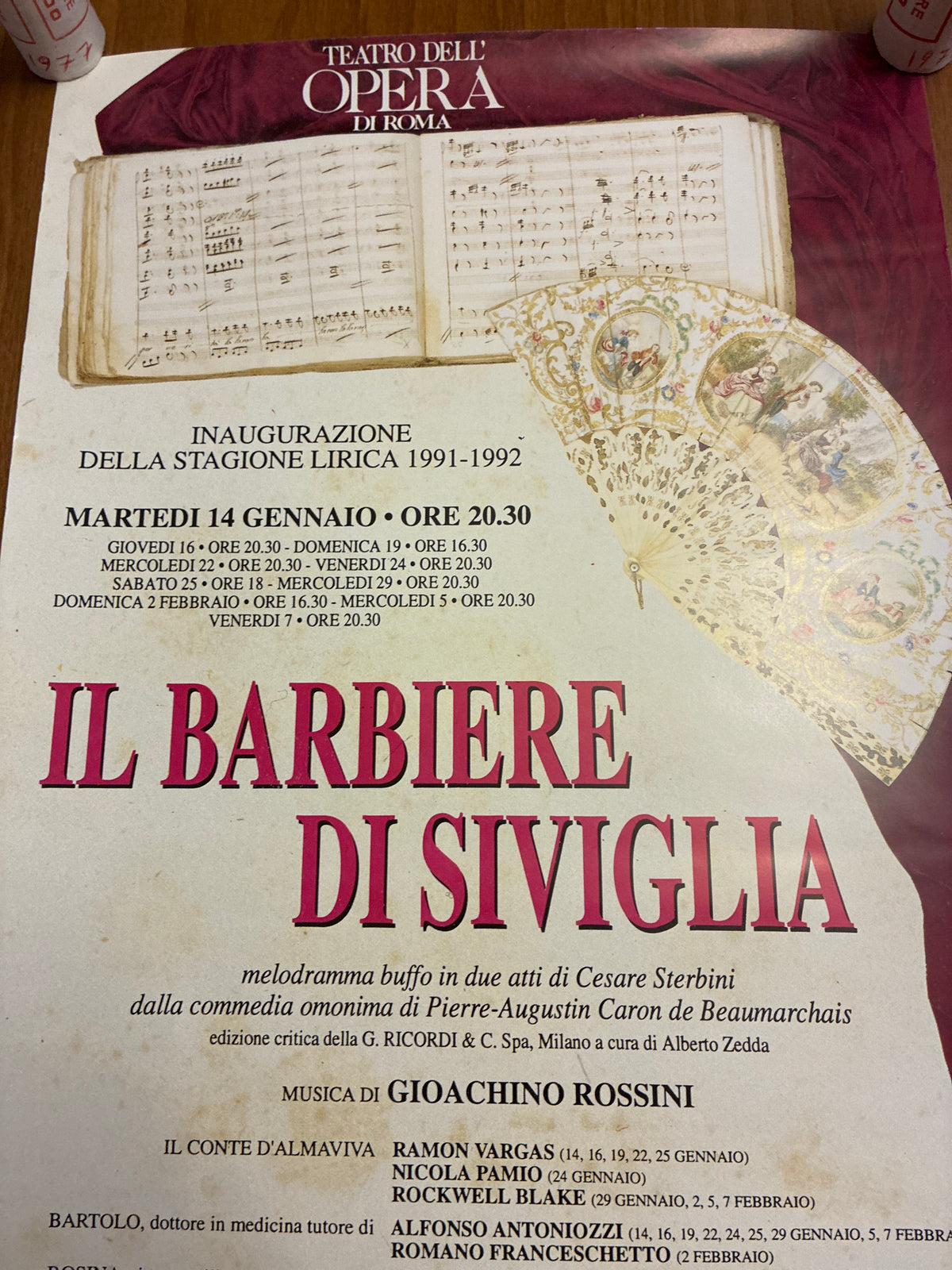 Manifesto Inaugurazione "Il Barbiere di Siviglia" – Teatro dell'Opera di Roma 1992
