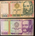 Lotto 2 Banconote Vintage Perù (1987–1988) – 1.000 e 5.000 Intis