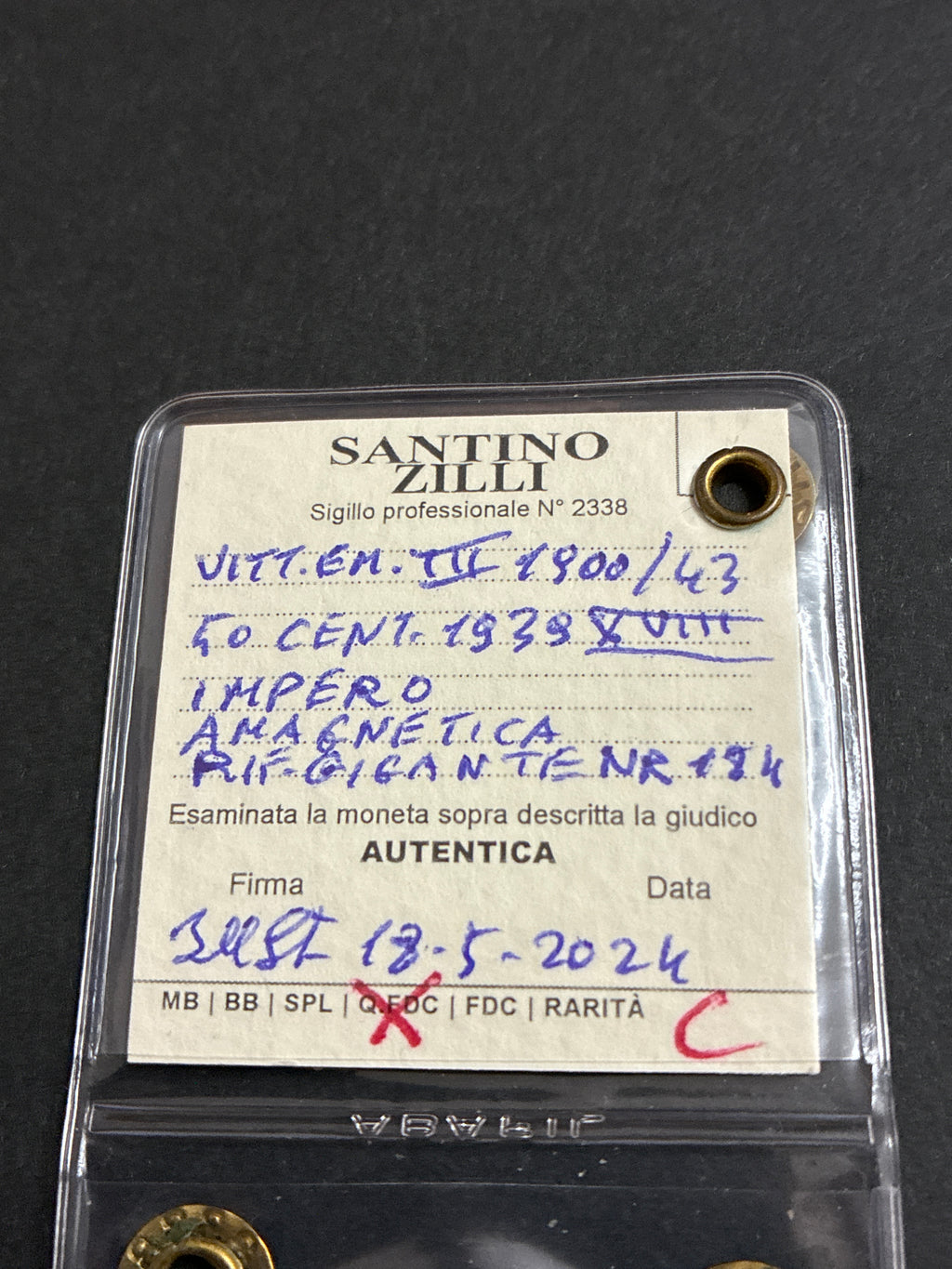50 centesimi 1939 XVIII Impero "Amagnetica" periziata - Moneta del Regno d'Italia