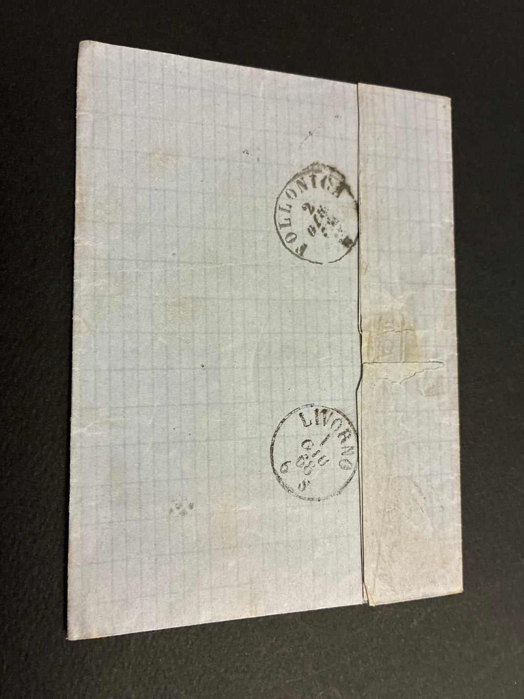 1868 - Lettera da Livorno (Porto) a Follonica con timbro collezione Curzio Batini