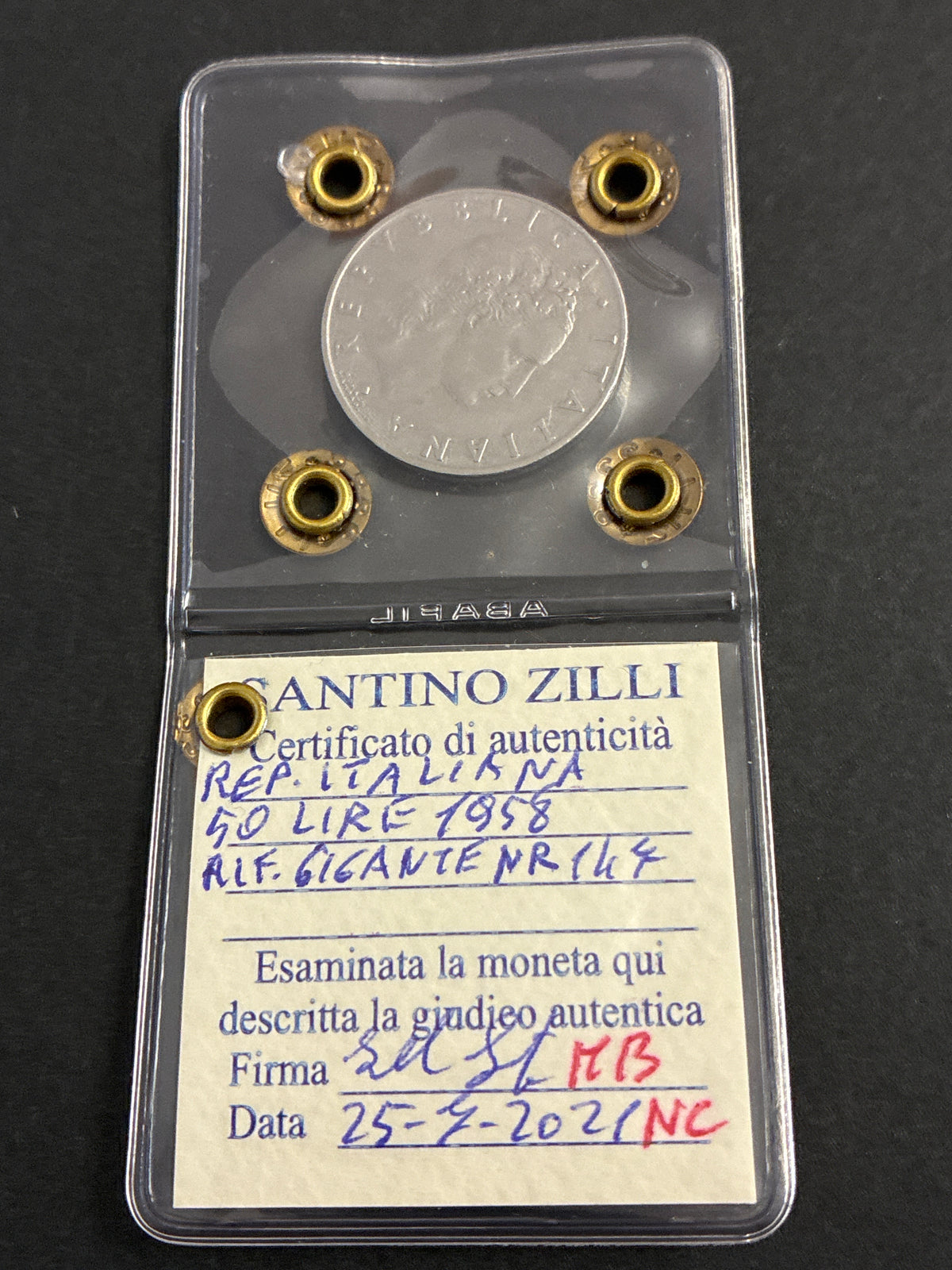 50 Lire 1958 "Vulcano" - Non Comune (NC) - Periziata