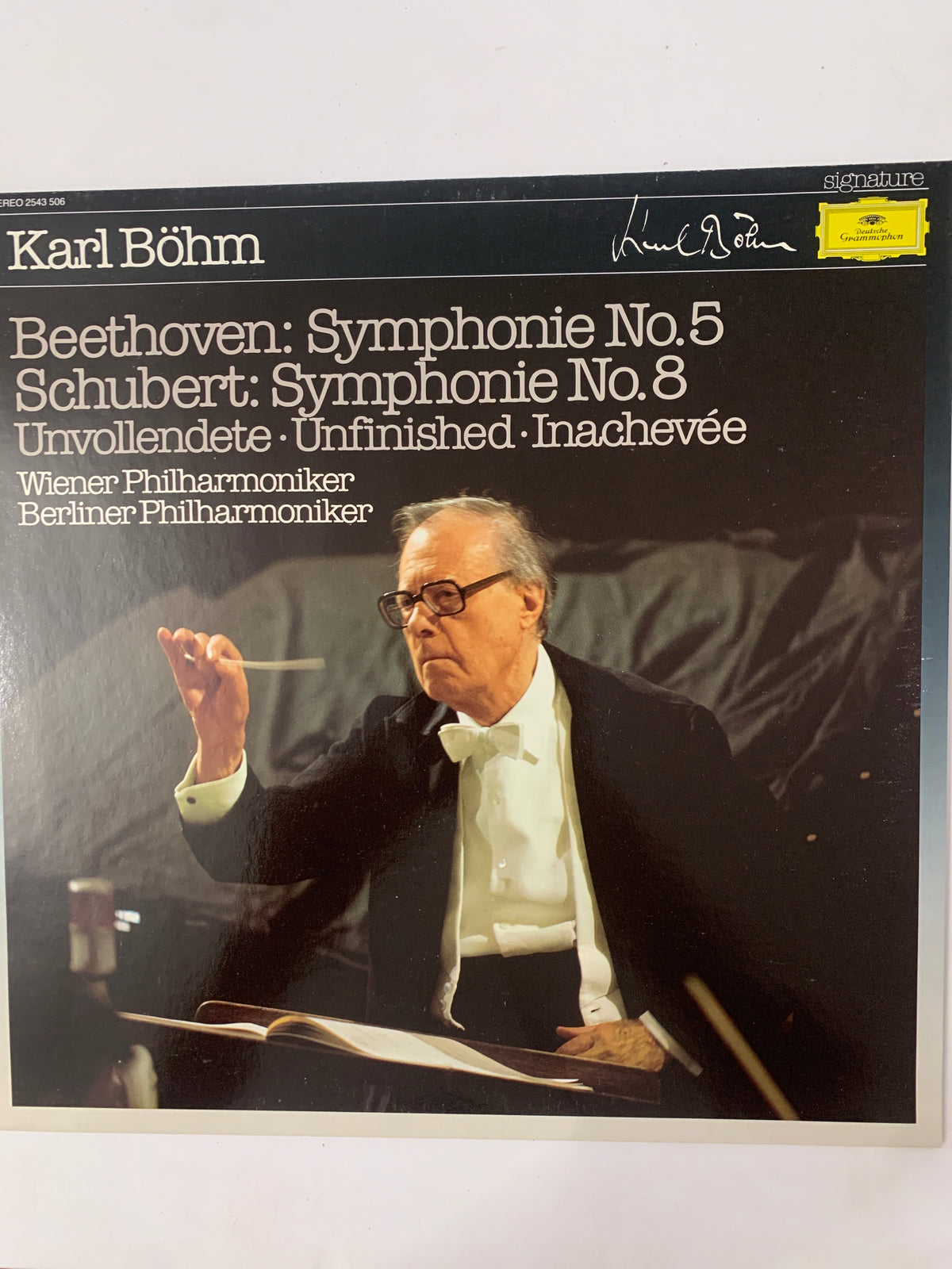 Karl Böhm – Beethoven: Symphonie No. 5 / Schubert: Symphonie No. 8 "Incomplete" (LP, Deutsche Grammophon – Signature 2543 506, Germania, 1983)r