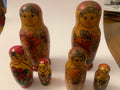 Lotto 2 Set Matrioske Russe Artigianali in Legno Dipinte a Mano - Bambole Tradizionali Vintage Motivo Floreale