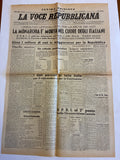 GIORNALE ORIGINALE ULTIMA EDIZIONE 5 Giugno 1946 La Voce Repubblicana - LA MONARCHIA E' MORTA Conservazione Eccellente