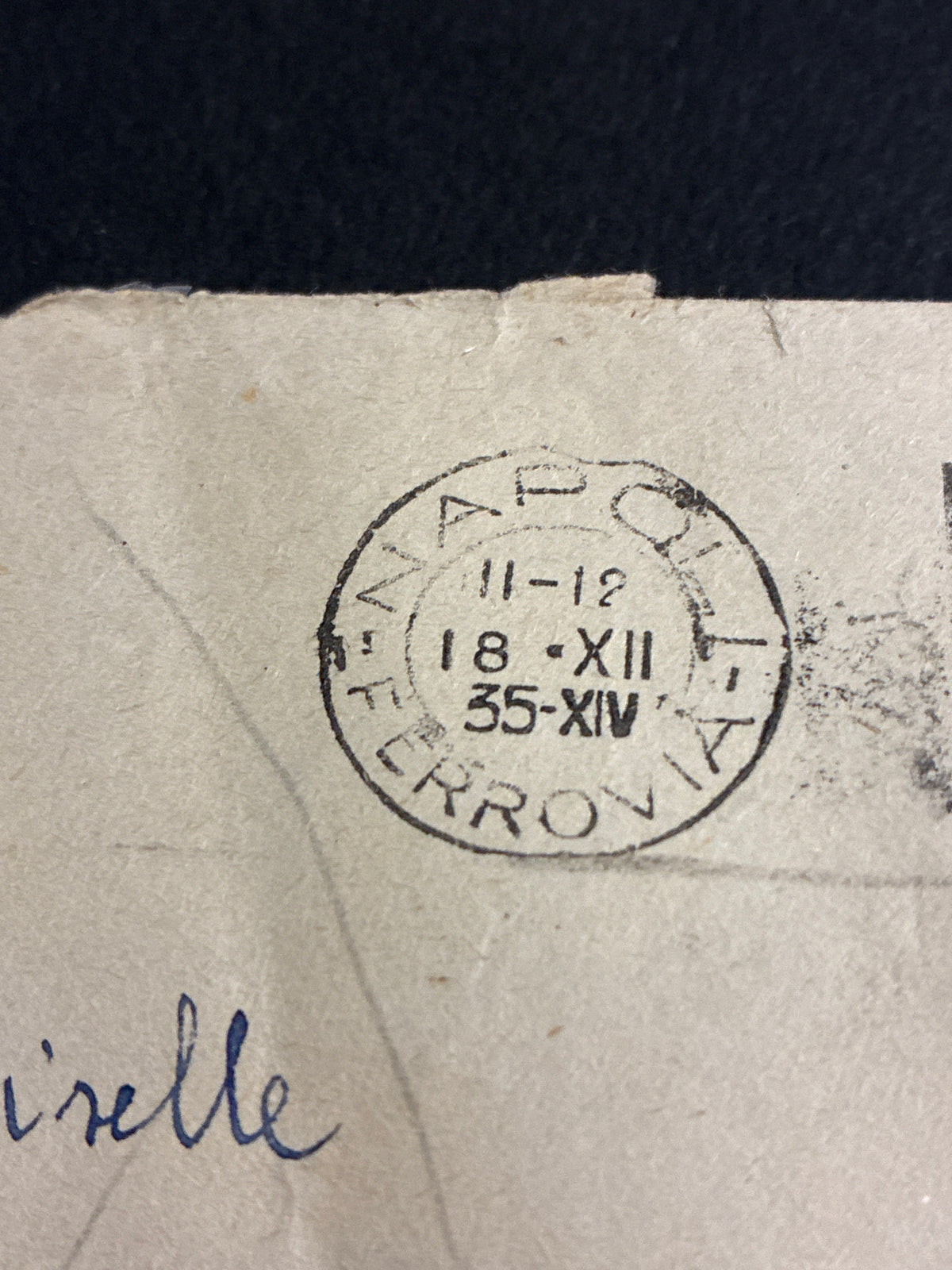 Busta 1935 spedita da Napoli a Nizza in tariffa per l'estero con francobollo commemorativo 1° centenario belliniano da lire 1,25.