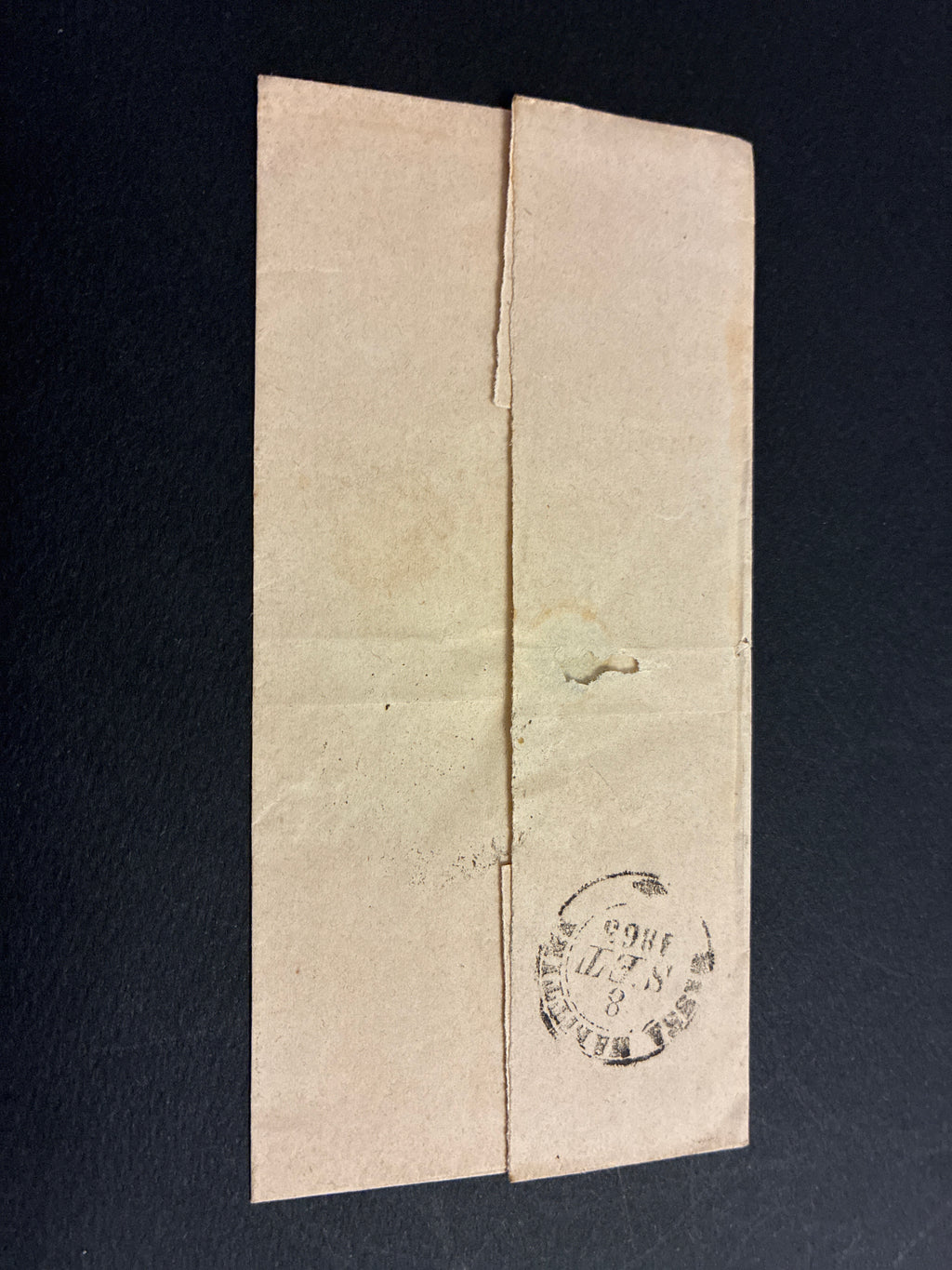 Lettera del Regno d'Italia (1863) con 15 c. del secondo tipo ex coll. Curzio Batini, annullata con timbro Ambulante Ferroviario
