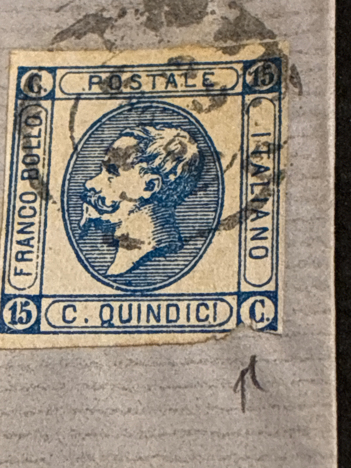 Busta 29/05/1863 Regno d'Italia 15 C. Litografico I Tipo per Follonica con Lineare Batini e Nota Manoscritta