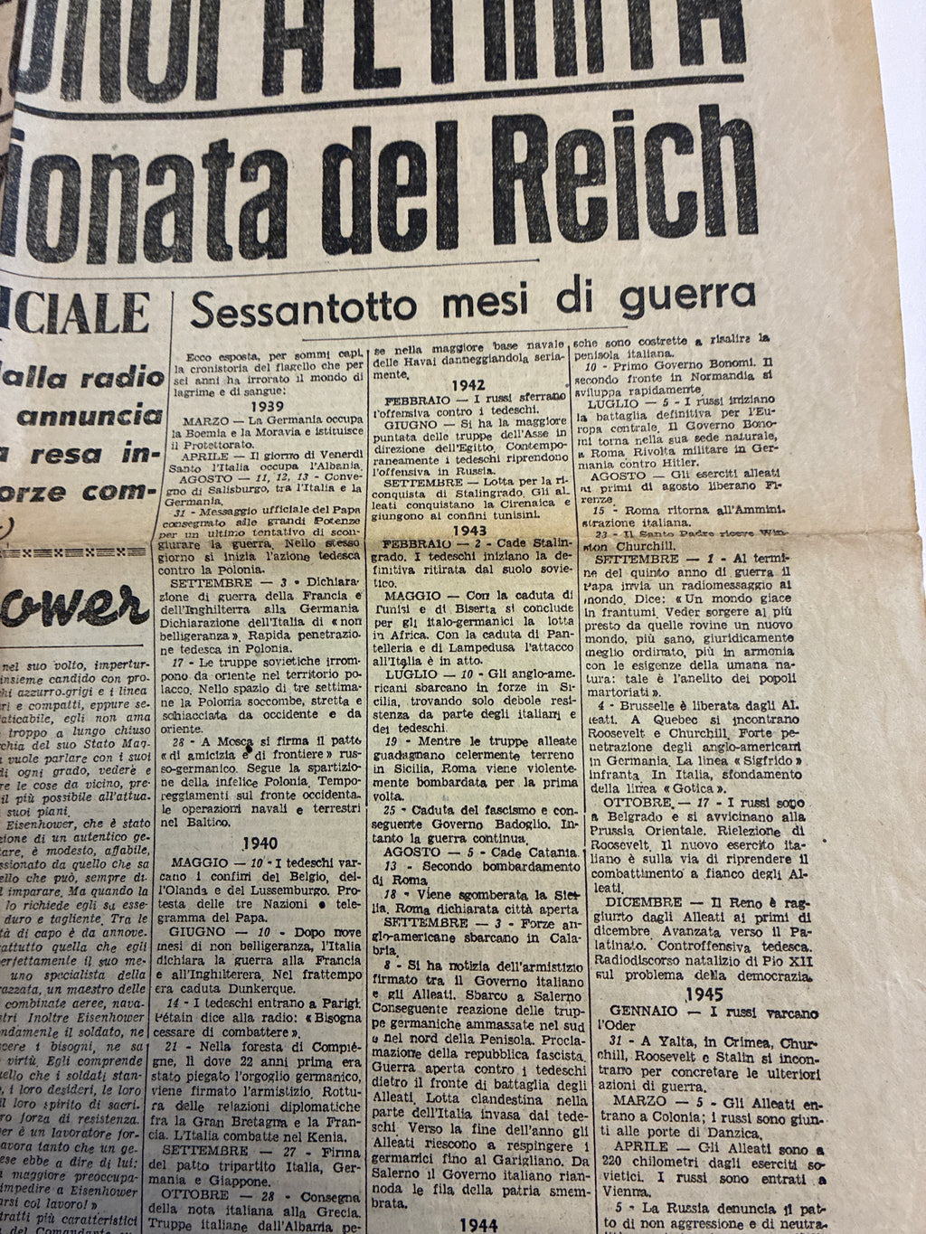 GIORNALE ORIGINALE EDIZIONE STRAORDINARIA 8 Maggio 1945 Il Quotidiano - LA GUERRA IN EUROPA E' FINITA