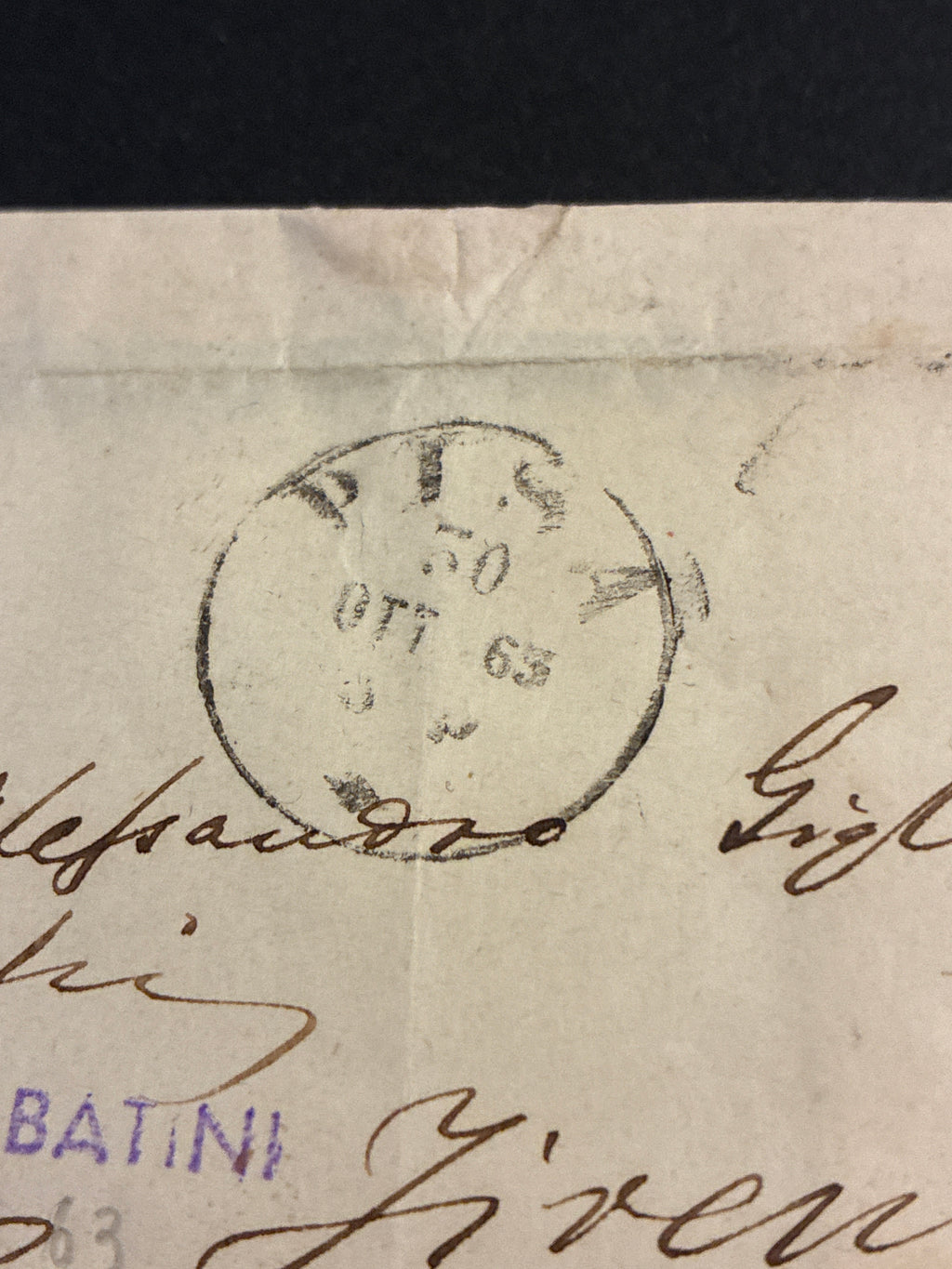Lettera Storica 1863 da Pisa a Firenze Francobollo 15c II Tipo e Ambulante Ferroviario N.2