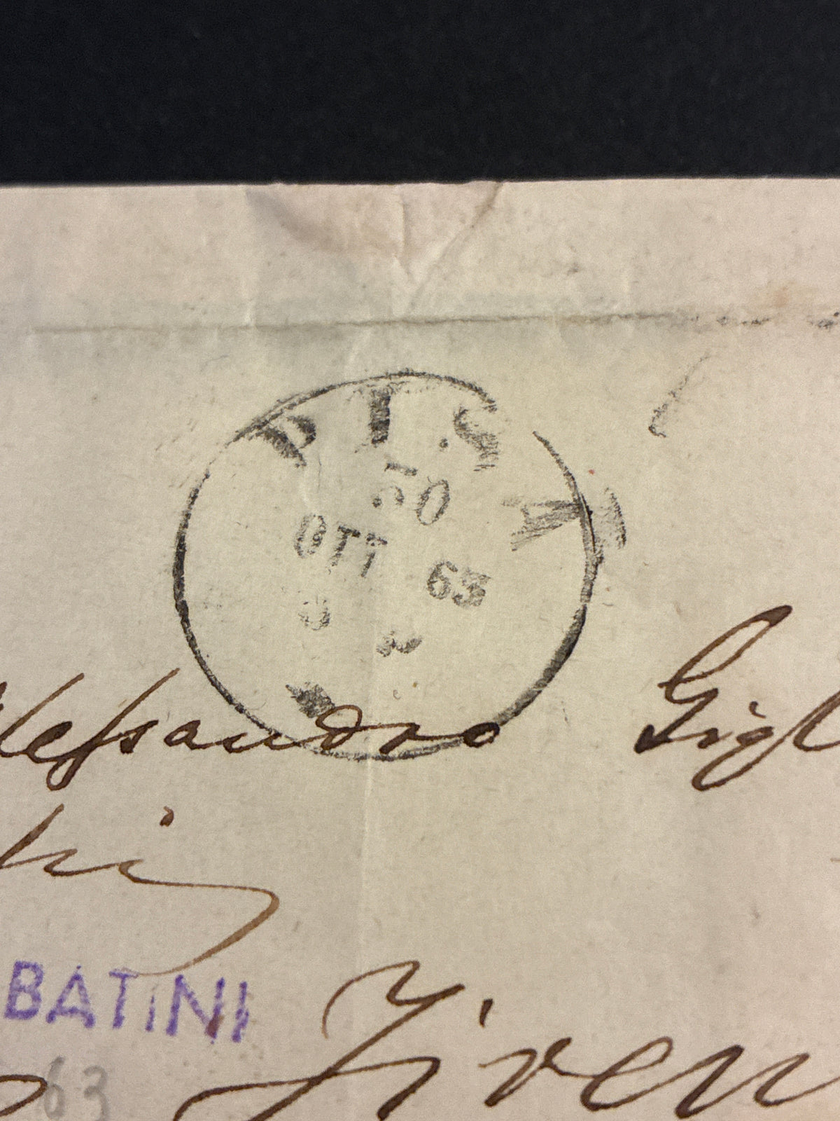 Lettera Storica 1863 da Pisa a Firenze Francobollo 15c II Tipo e Ambulante Ferroviario N.2