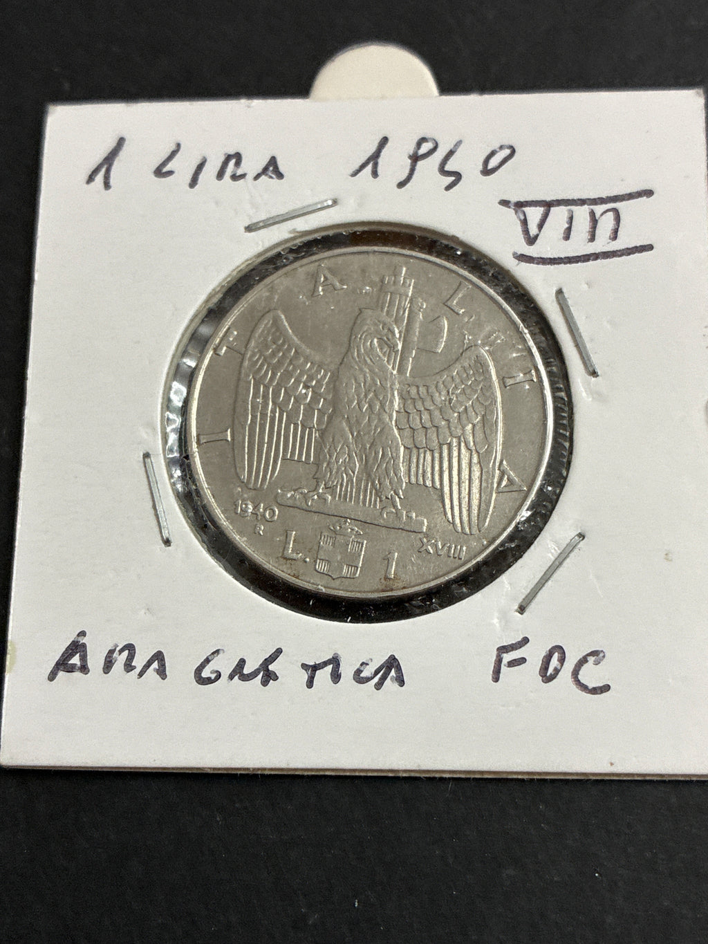 1 lira 1940 Moneta della Serie Impero in Lega Amagnetica
