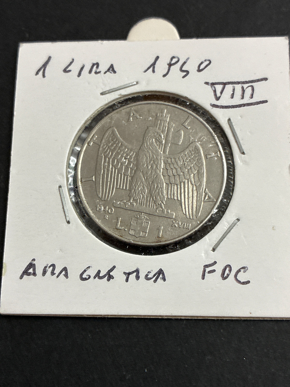 1 lira 1940 Moneta della Serie Impero in Lega Amagnetica