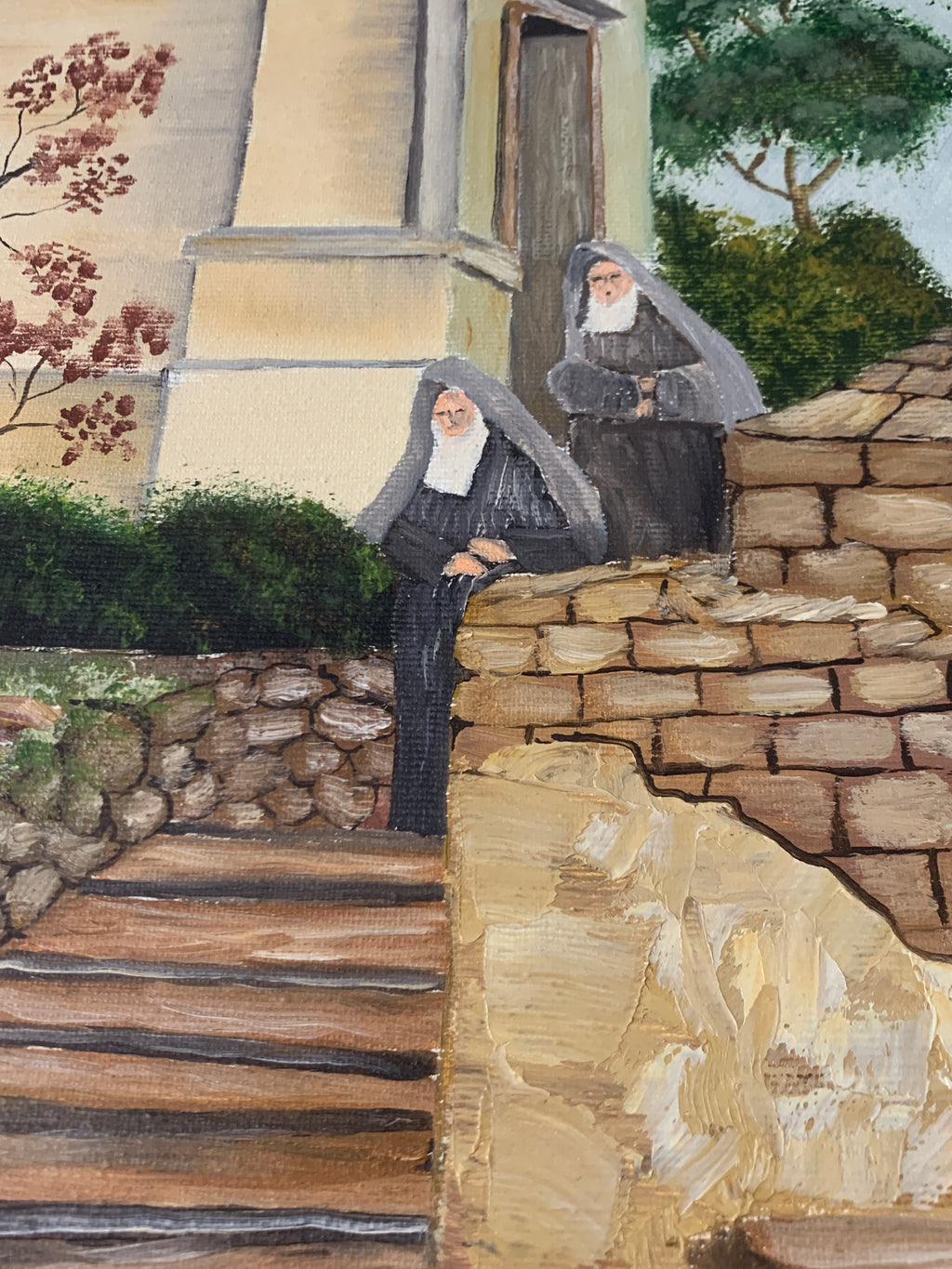 Dipinto ad Olio Vintage - Due Suore nel Convento - Sandro Mattei