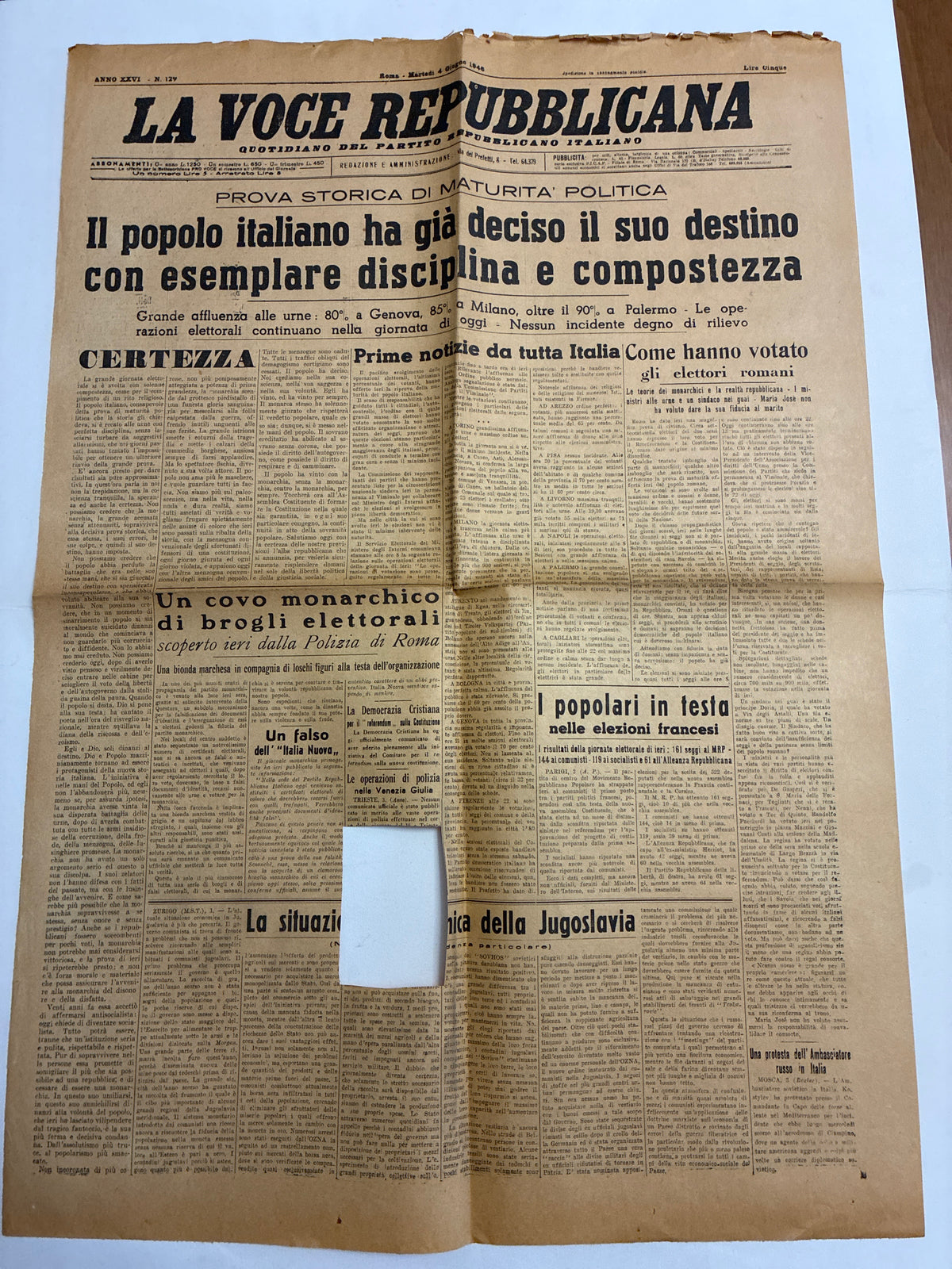 Lotto Tre Giornali Originali Epoca 1943 1946 Ritagliati Per Collage E Arte Materica