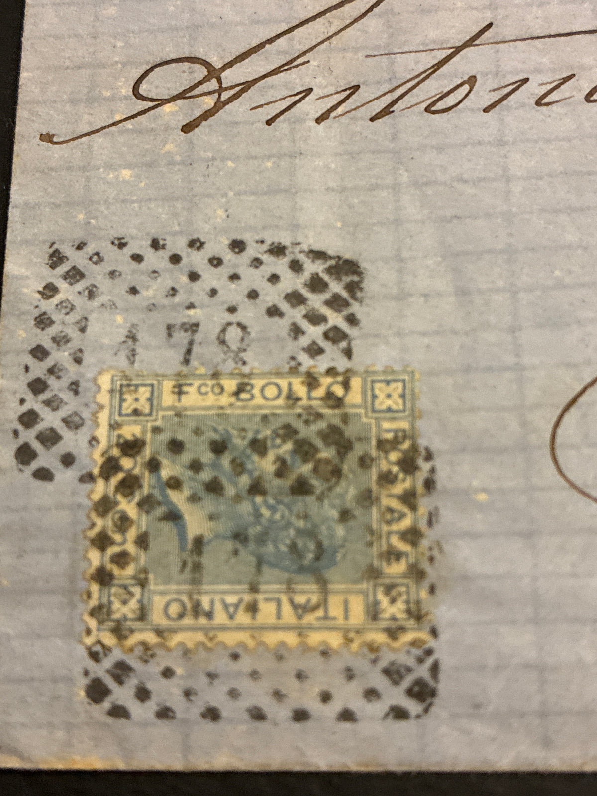 1868 - Lettera da Livorno (Porto) a Follonica con timbro collezione Curzio Batini