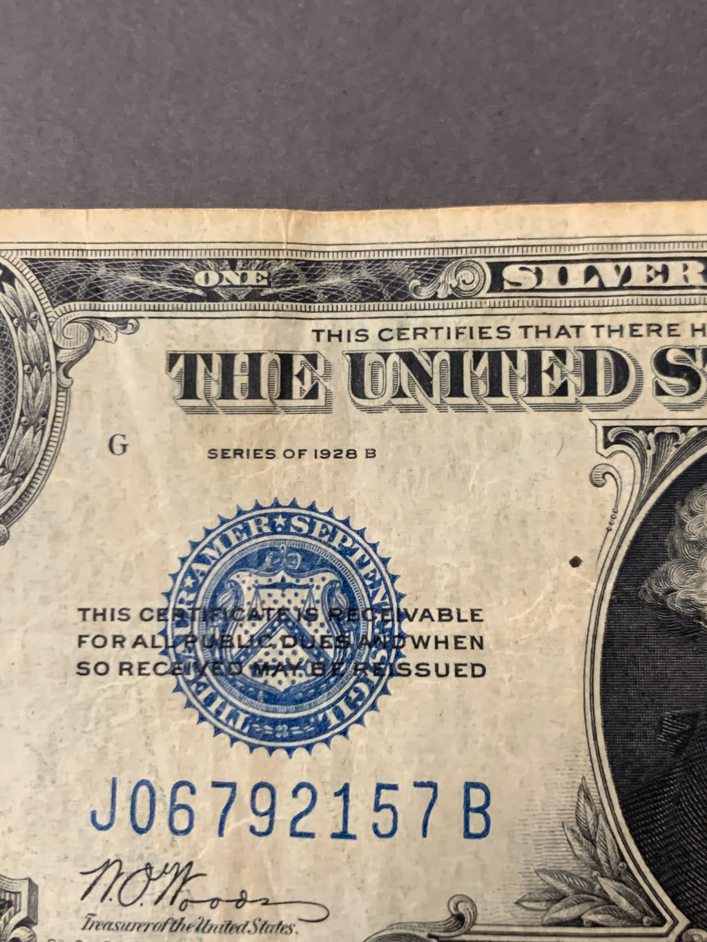 Banconota USA 1 Dollaro 1928 B - Silver Certificate Sigillo Blu