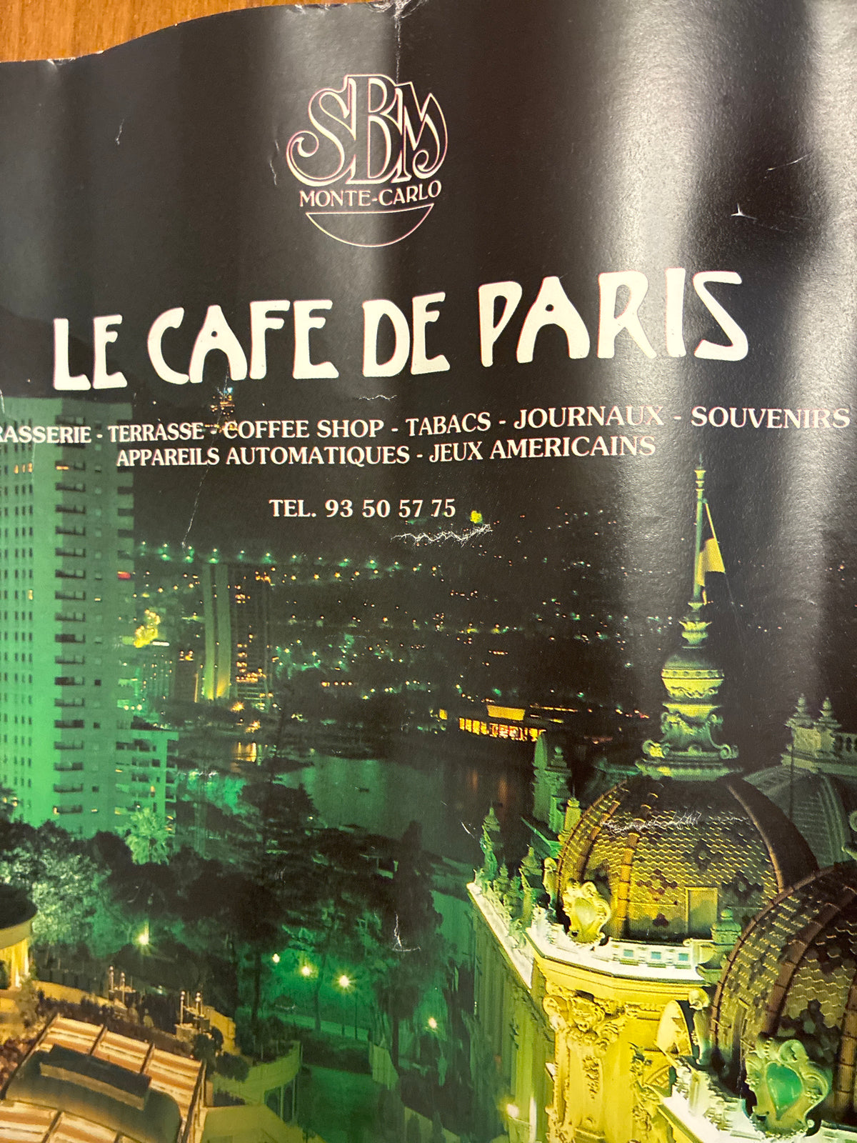 Manifesto Originale Le Cafe De Paris Monte Carlo SBM Vintage Anni 80 90