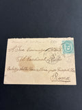 Busta 1883 R. Posta Ferrovia per il Cardinale Luigi Bilio Palazzo della Cancelleria Roma Francobollo 5c Umberto I Storia Postale Vaticana