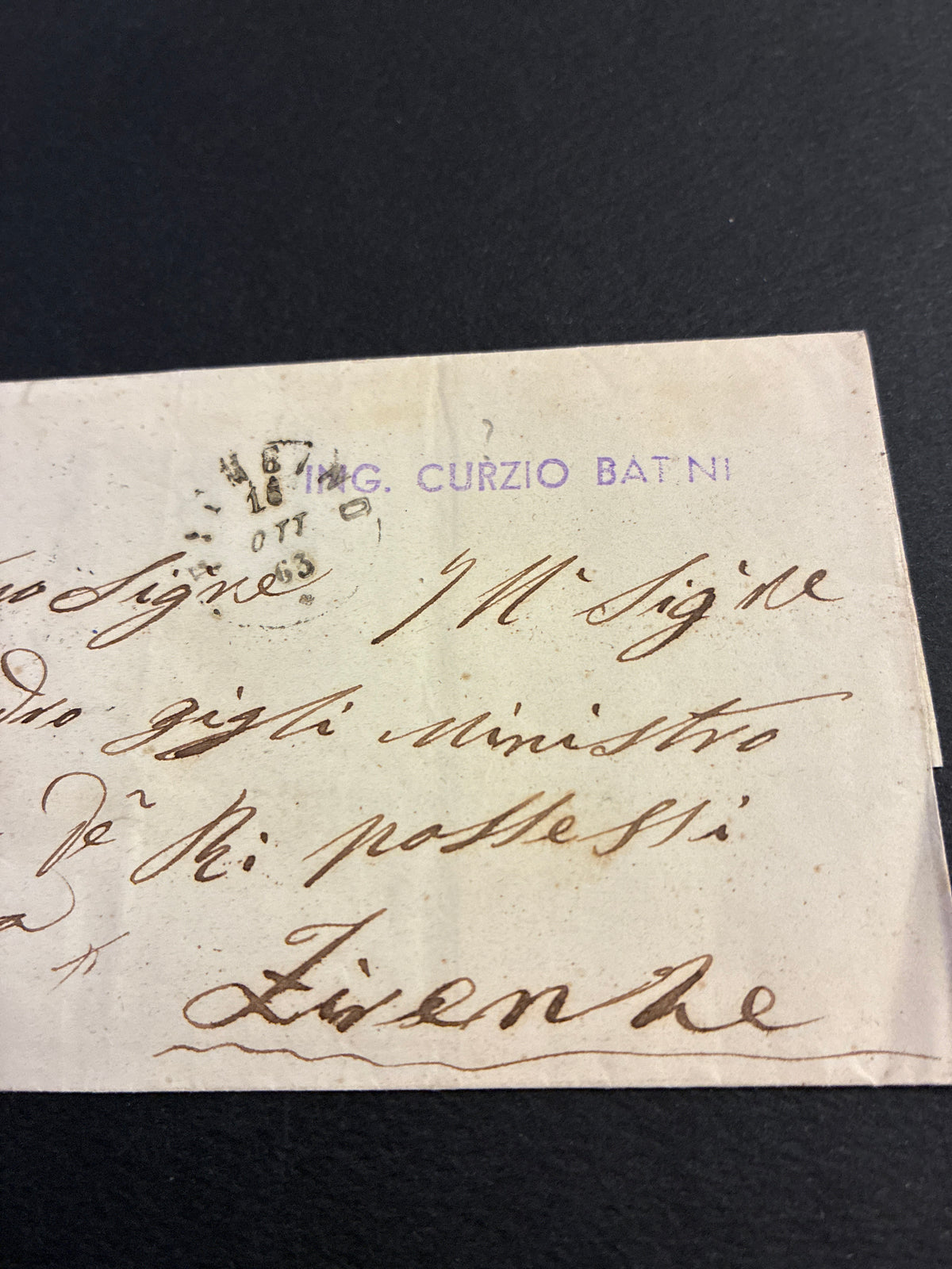 REGNO D'ITALIA 1863 - Lettera con Francobollo 15 Centesimi Litografico II Tipo e Sigillo in Ceralacca
