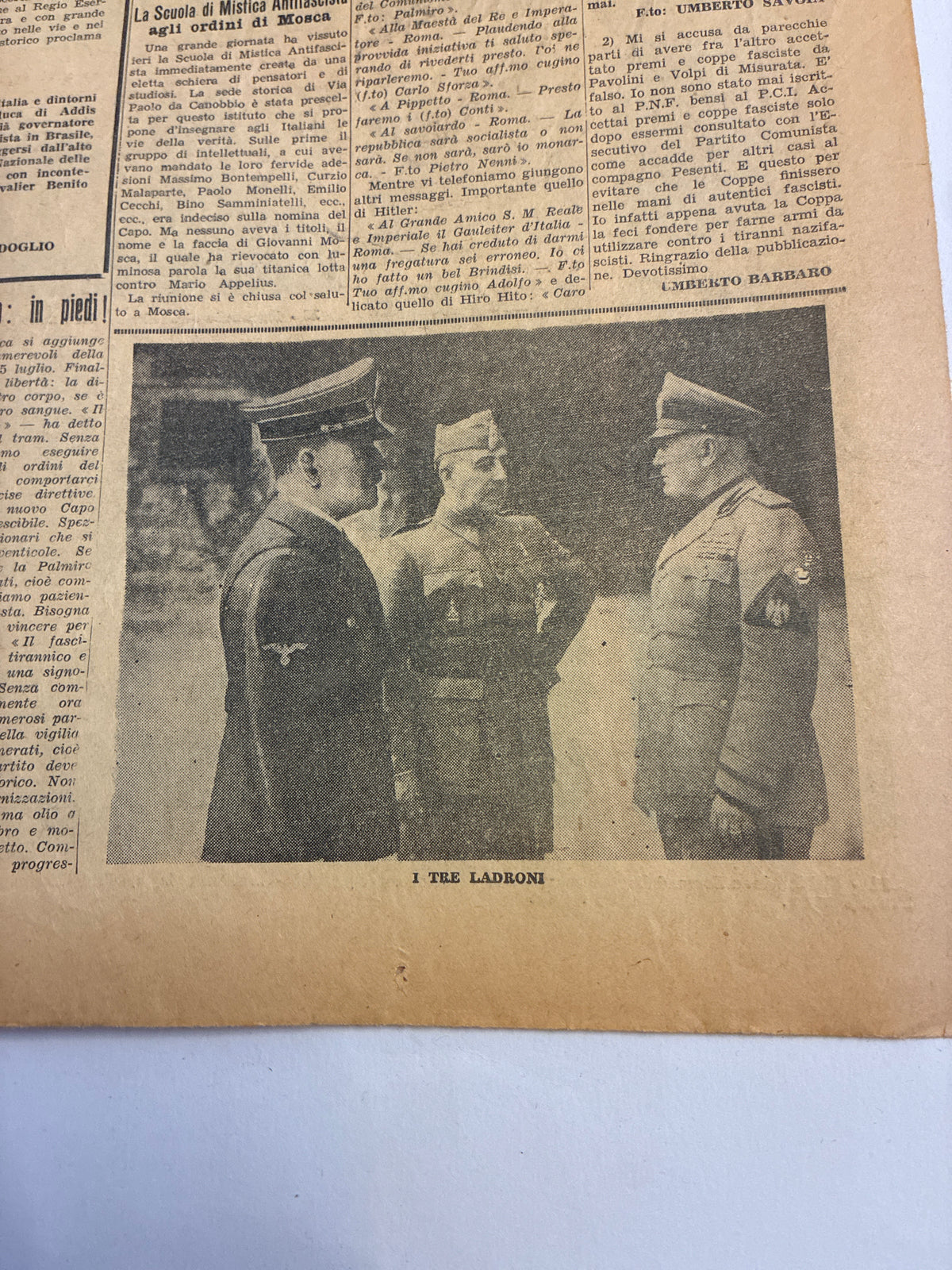 Cimelio Clandestino CORRIERE DELLA SERVA 26 Luglio 1943 - Rarissima Parodia sulla Caduta di Mussolini (Il Bagnasciuga)