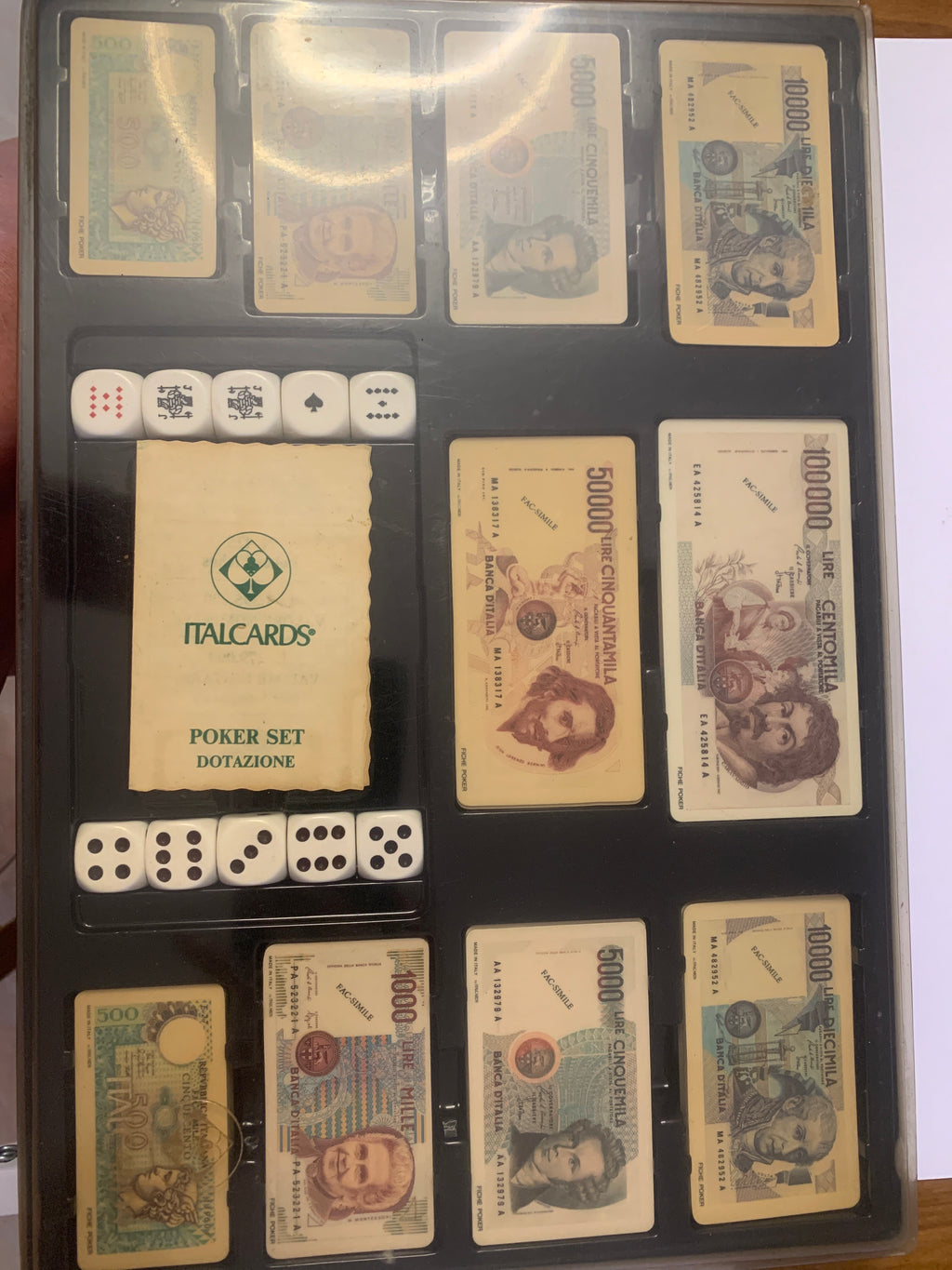 Set Poker Vintage Italcards con Fiches Carte-Lira e Dadi - Anni '70/'80