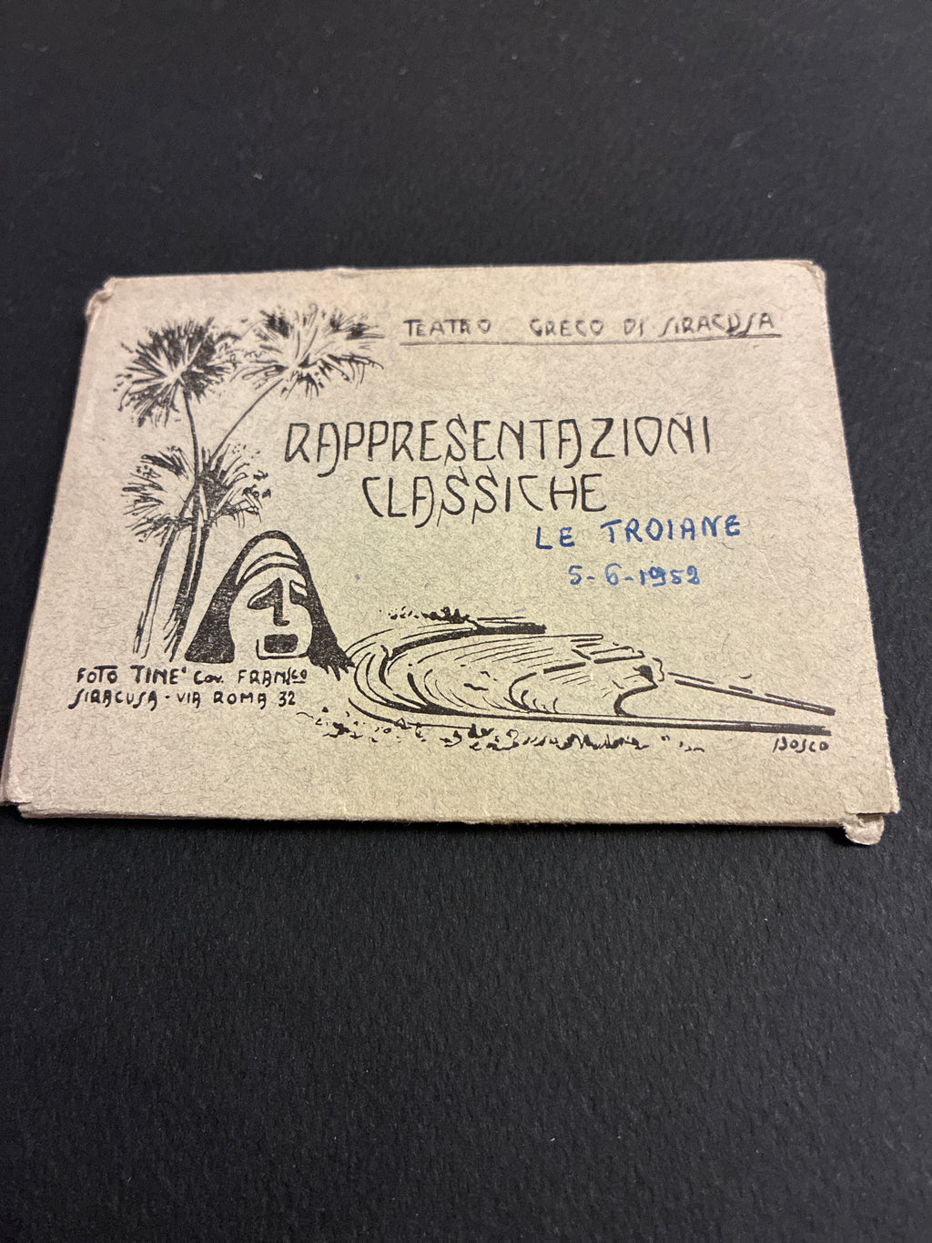 Libretto Cartoline Vintage 1952 "Siracusa Teatro Greco Le Troiane" Foto Tinè