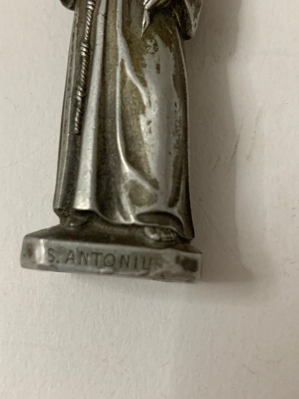 Coppia Statuette Devozionali Vintage - Sant'Antonio da Padova in Metallo / Peltro