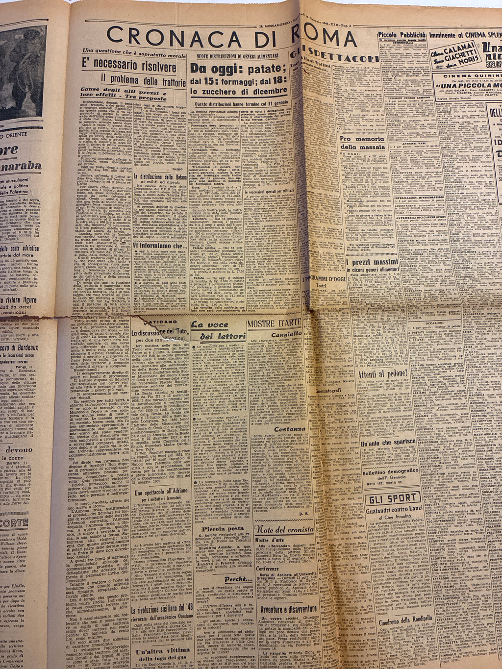 Quotidiano ORIGINALE 12 Gennaio 1944 Il Messaggero Processo di Verona Ciano Condannato COMPLETO