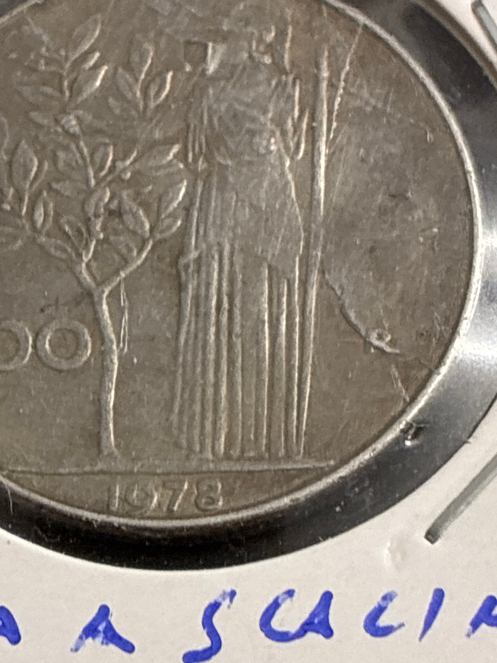 100 lire del 1978 Minerva con errore di conio frattura a scalino e fratture multiple dritto e rovescio