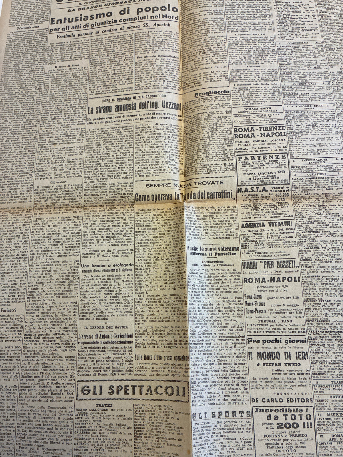 Rarissimo Quotidiano Il Momento Originale 30 Aprile 1945 {Primo Racconto Morte Mussolini E Giallo Hitler}