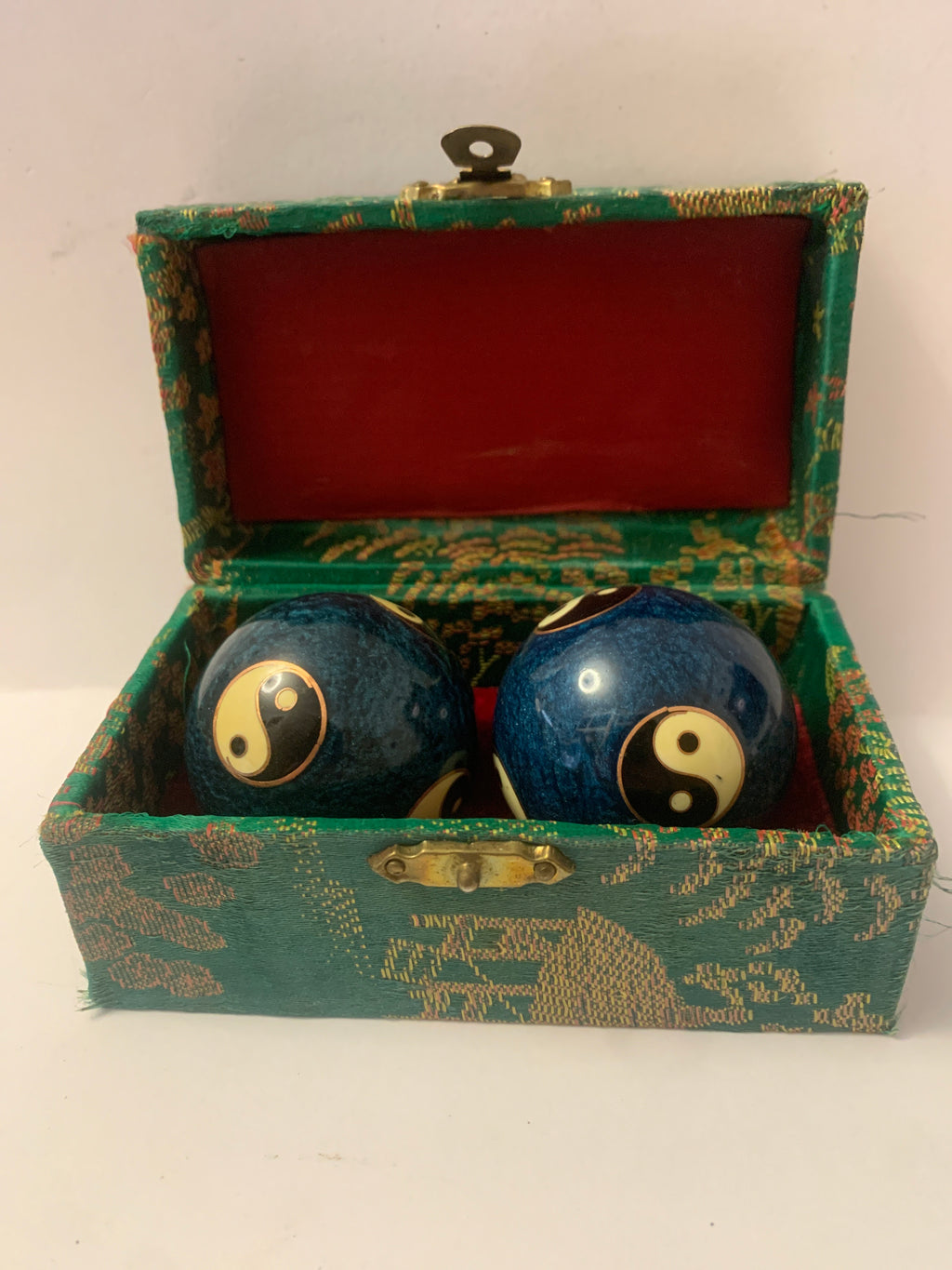 Coppia Sfere della Salute Cinesi Baoding Balls Cloisonné Yin Yang con Scatola