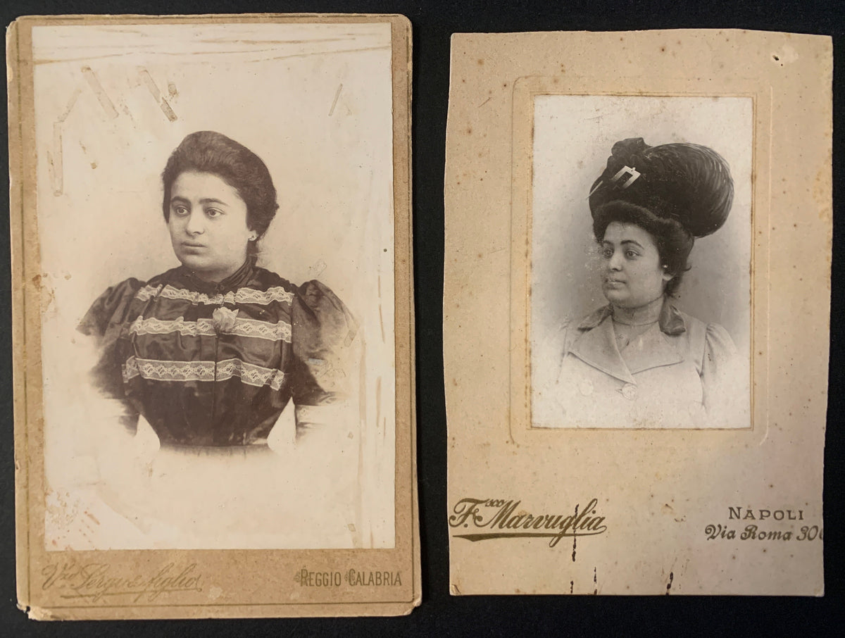 Lotto 2 Antiche Fotografie Ritratti Studio Sergi Reggio Calabria e Marruglia Napoli D'Epoca