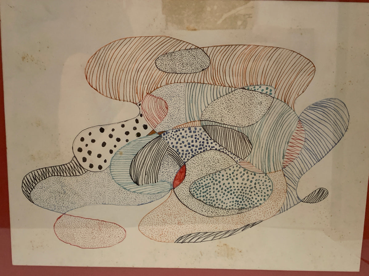 Composizione astratta biomorfa (disegno a inchiostro su carta)