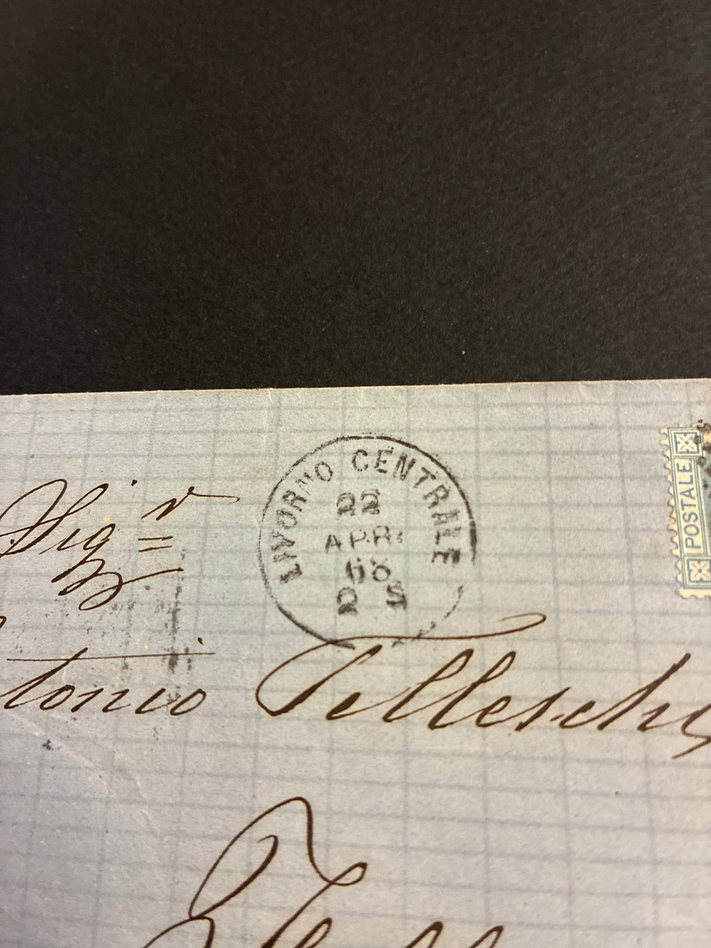 Busta Storia Postale 1868 Collezione Curzio Batini Regno D'Italia Vittorio Emanuele II Francobollo 20 Centesimi Azzurro Timbro Livorno Centrale Arrivo Follonica Per Telleschi Da Collezione