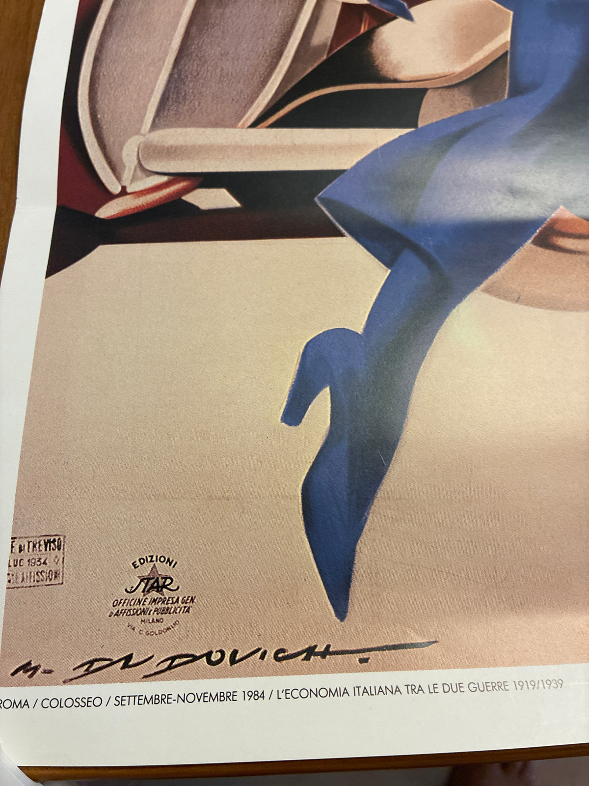 Manifesto Fiat Balilla 1934 Marcello Dudovich - Stampa Mostra Colosseo 1984 IPSOA