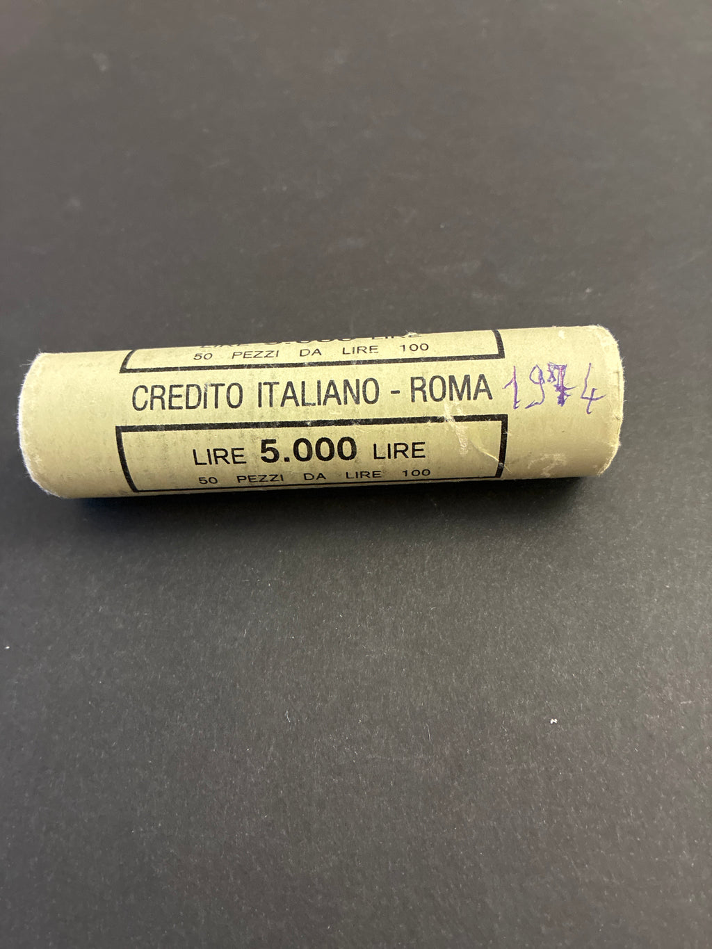 100 Lire Minerva 1974 Rotolino Originale Zecca Sigillato Fior di Conio 50 Pezzi