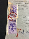 Busta Espresso RSI del marzo 1945 tassata per il doppio della tariffa mancante con francobolli da 1 lira fratelli Bandiera, diretta a Genova al Giusto tra le Nazioni Don Enrico Sciaccaluga