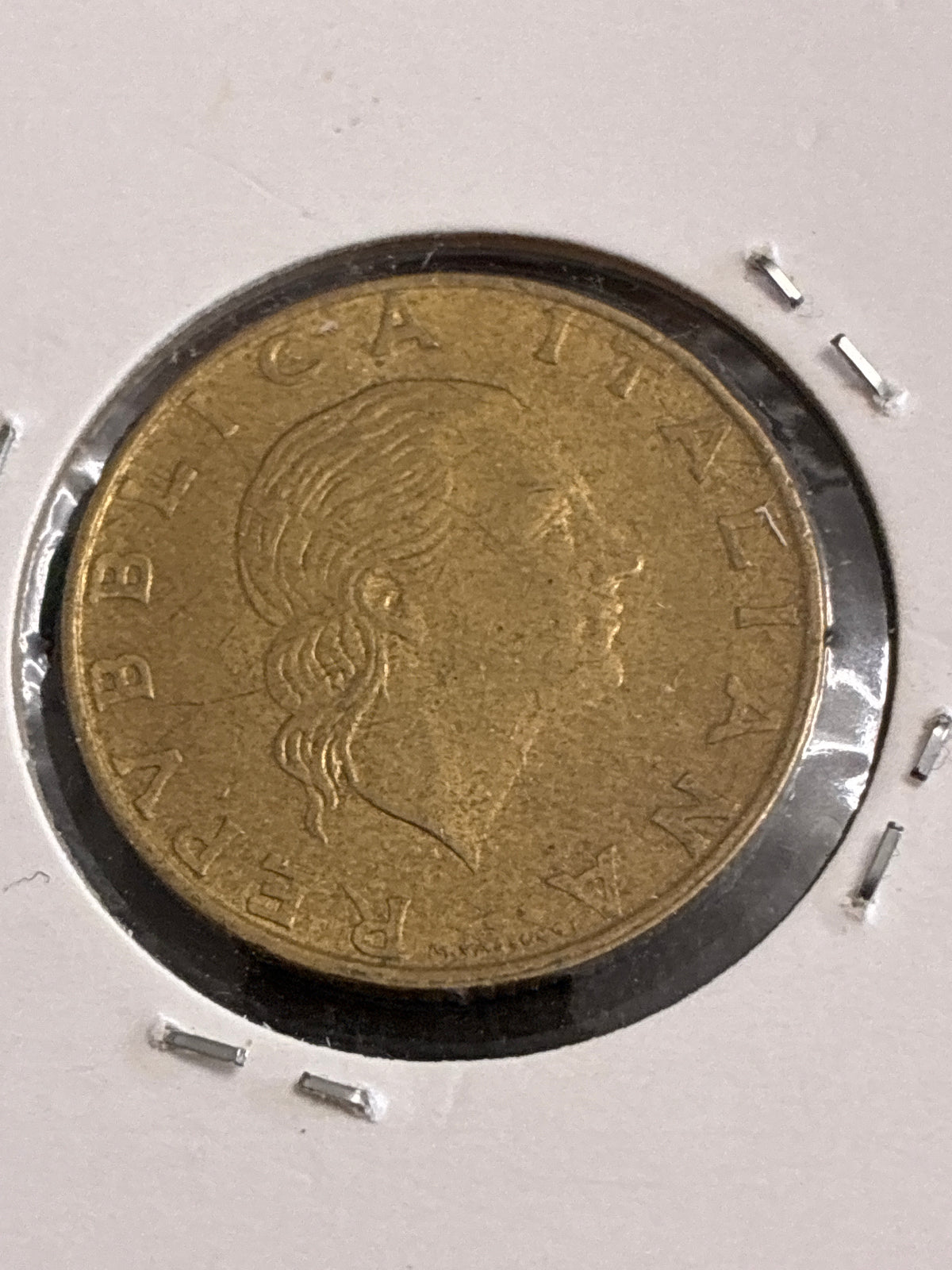 200 Lire 1989 Repubblica Italiana Arsenale di Taranto con errore di conio riga di metallo dal bordo al rovescio