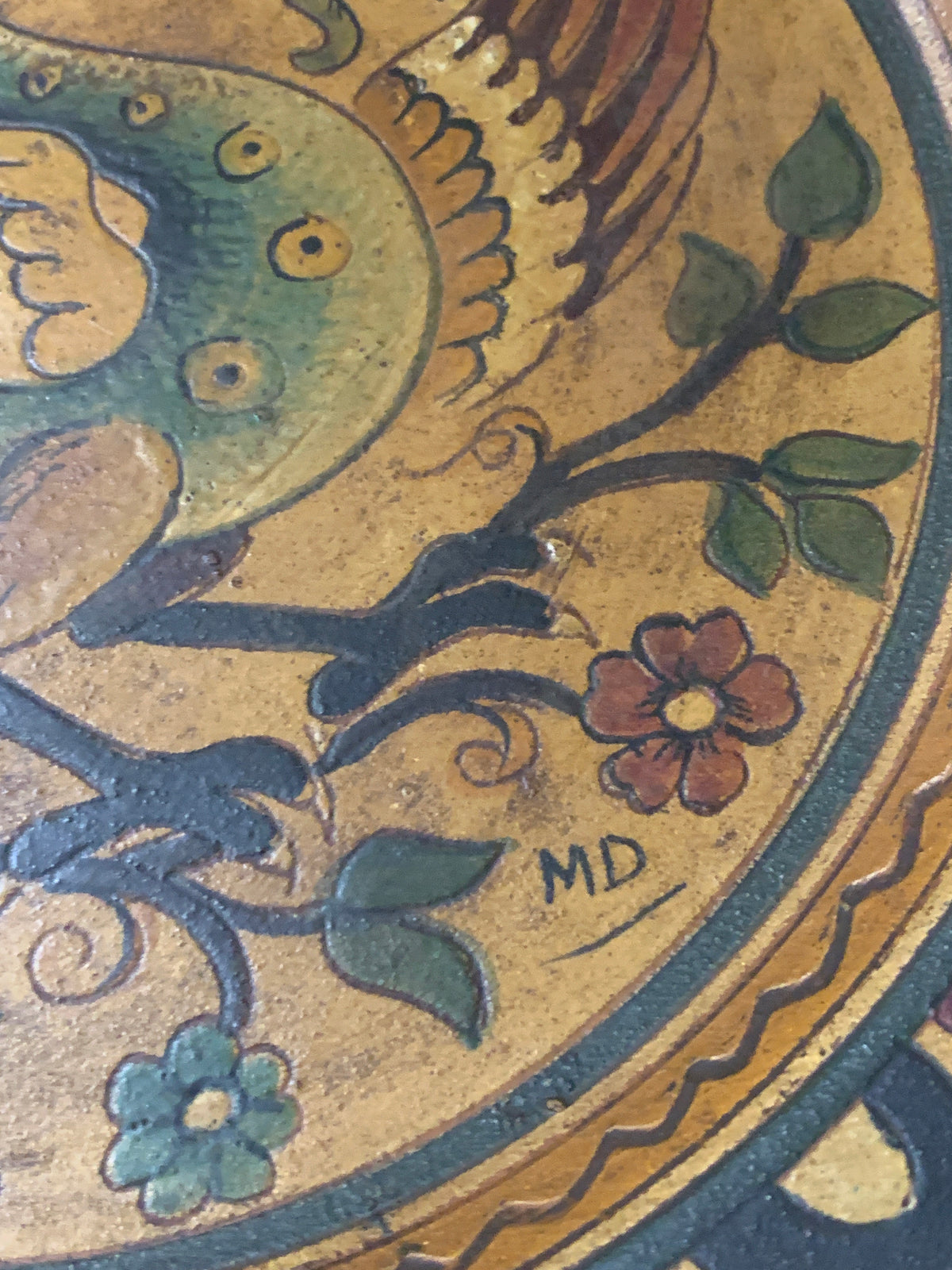 Piatto Ceramica Etruria Montopoli Dante Milani Terracotta Decorata a Mano Vintage
