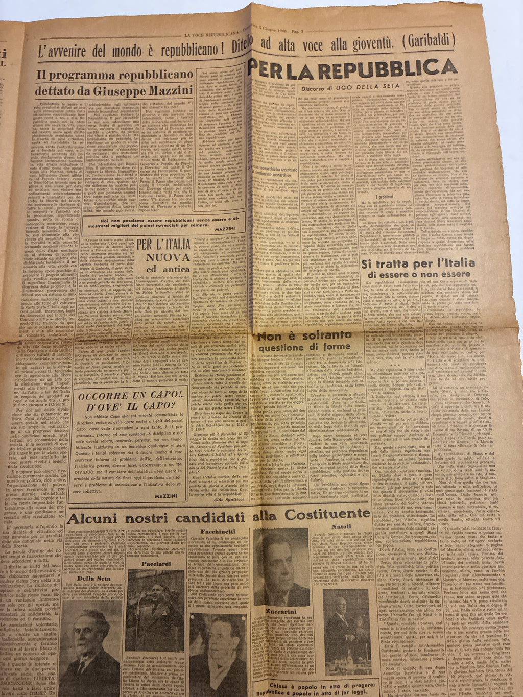 Quotidiano ORIGINALE 2 Giugno 1946 La Voce Repubblicana Referendum COMPLETO