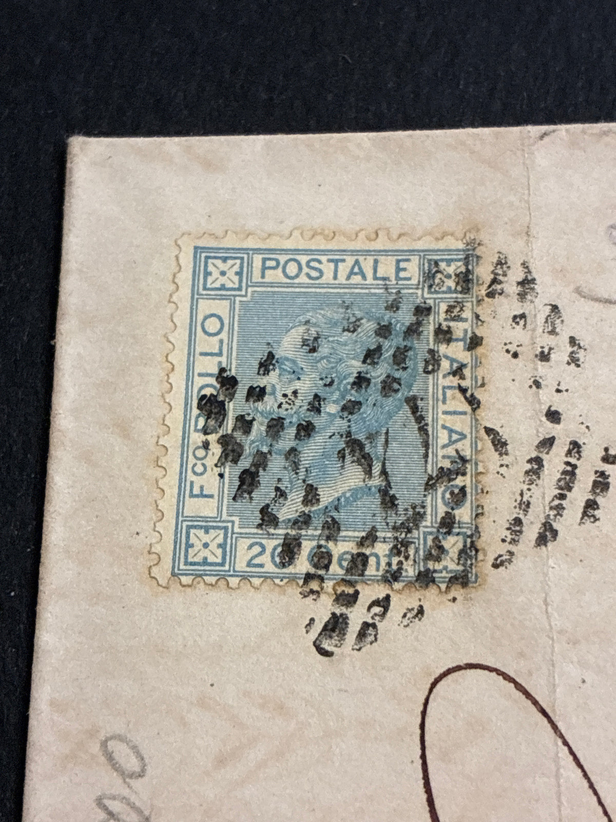 Busta 1880 da Firenze a Roma in tariffa umbertina da 20 centesimi azzurro con timbro della Banca di Credito Italiano