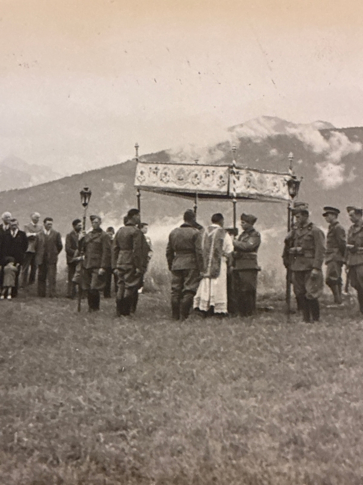 Foto Epoca 1937 Messa al Campo Alpini Regio Esercito Oulx Romeus 12x8 Militariak