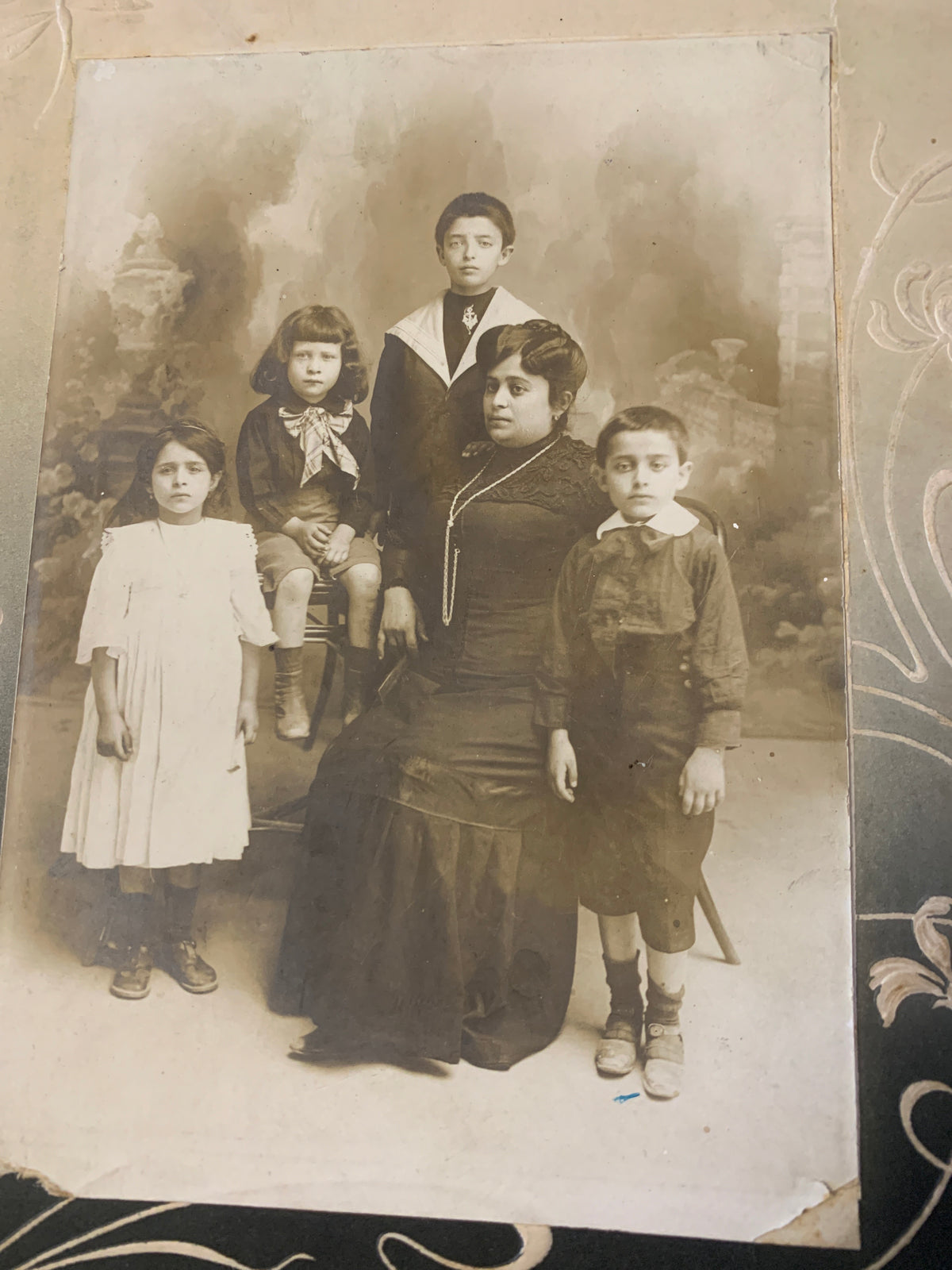 Lotto 2 Antiche Fotografie Gruppo Famiglia e Bambino Studio Eugenio Interdonato Reggio Calabria 1908 D'Epoca