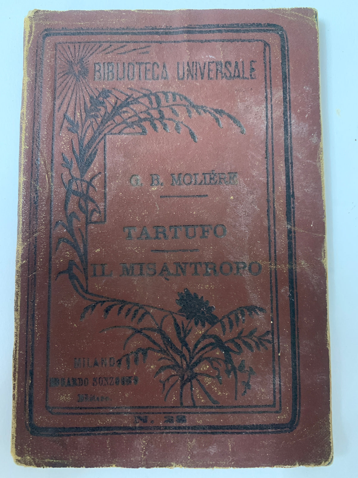 Libro Molière Tartufo e Il Misantropo Sonzogno 1883 Biblioteca Universale N. 28