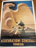 Manifesto mostra "L'economia italiana tra le due guerre" Colosseo Roma 1984 - Assicurazioni Generali Dudovich