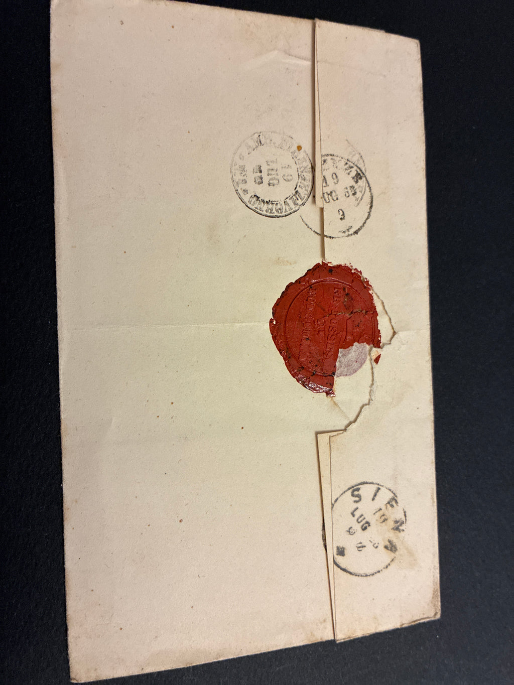 Busta 18/07/1863 Regno d'Italia 15 C. Litografico I Tipo Matraire con Timbro Ambulante Lineare Batini e Sigillo Ceralacca