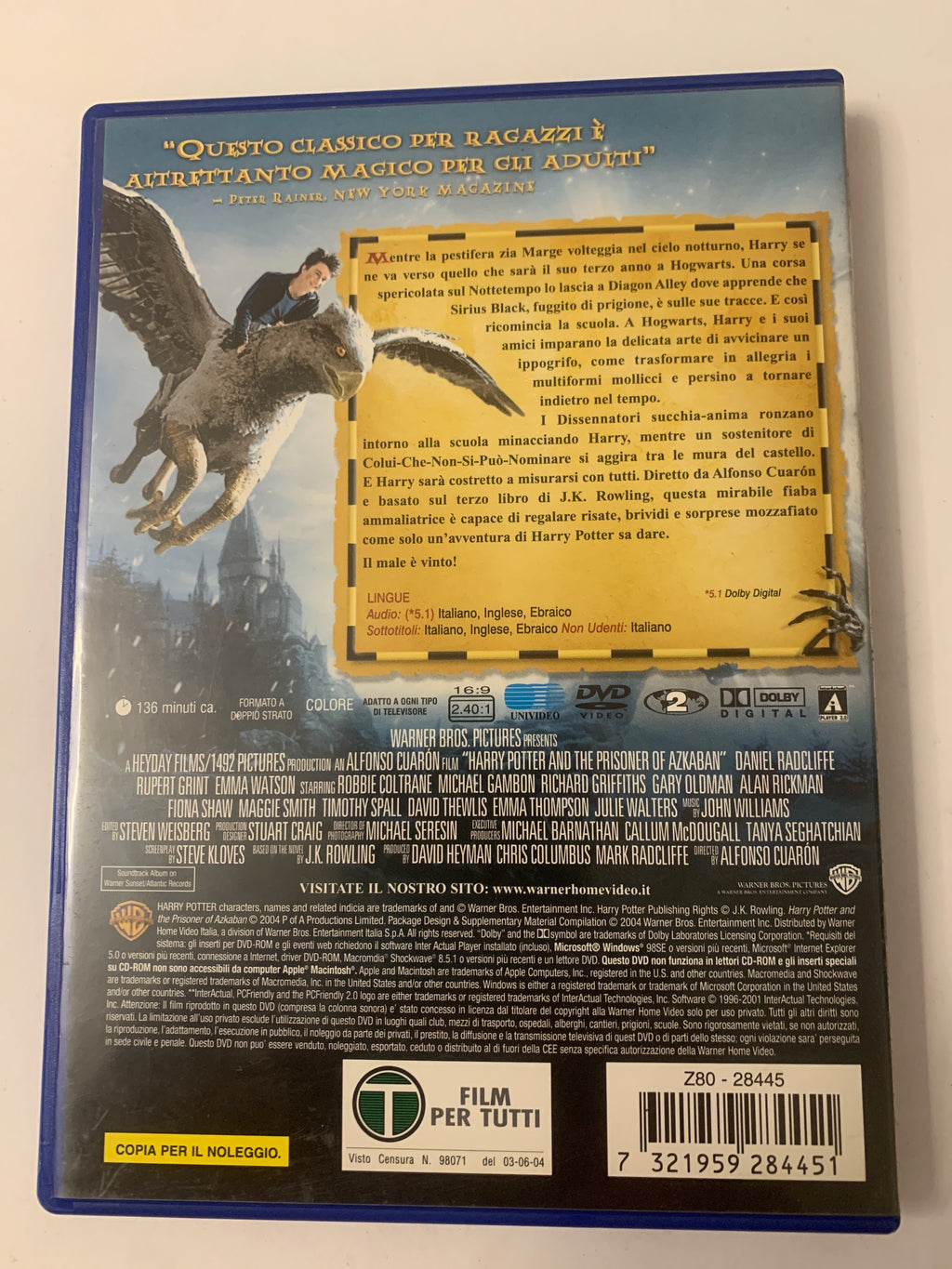 Lotto 4 DVD Harry Potter: La Camera dei Segreti Digipak, Prigioniero di Azkaban, Calice di Fuoco, Ordine della Fenice