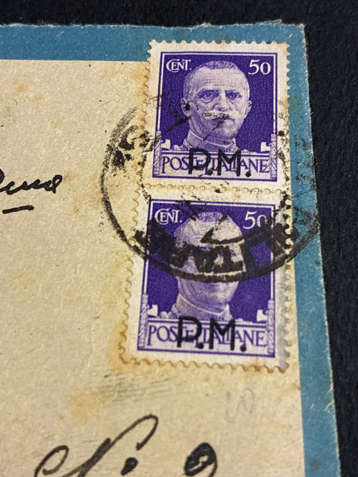 1941, Posta Militare 82: Busta di Via Aerea con Coppia di Francobolli da 50 Centesimi Sovrastampati P.M. Spedita dal Fronte Albanese per Roma