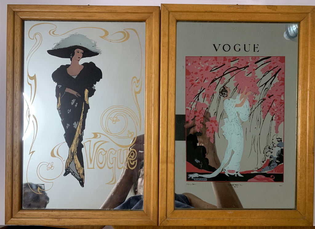 Coppia Specchi Pubblicitari Vintage VOGUE Anni 70/80 - Quadri Specchio Art Déco