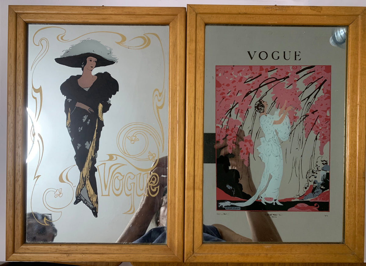 Coppia Specchi Pubblicitari Vintage VOGUE Anni 70/80 - Quadri Specchio Art Déco